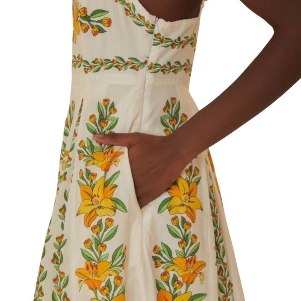 Farm Rio NWT SZ MED Trophical lightness off white Maxi Dress Floral Print Flowy - Picture 8 of 16